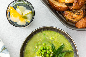 Creamy broccoli and green pea soup, a Food & Drink Photo by Pundateam