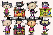 Quirky Christmas Cats illustrations, an Animal Illustration by PrintHaven Designs (Thumbnail 6 of 10)