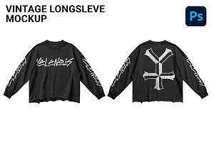 Vintage distressed longsleeve mockup, a Shirt Mockup by yalanois