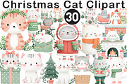 Christmas Cat Clipart, an Illustration by Black Bird Studio (Thumbnail 1 of 6)