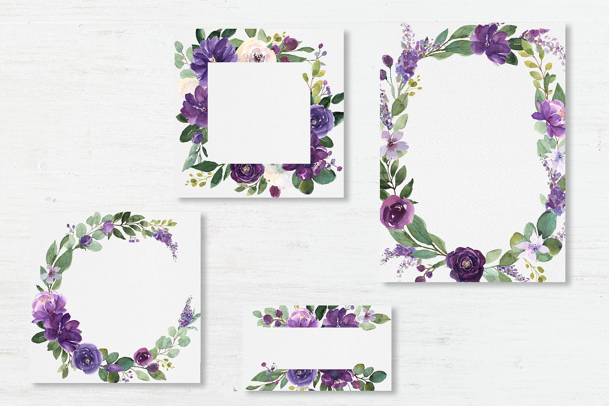 Purple Floral Wreaths & Frames, an Illustration by Graphic Blue Bird (Photo 6 of 6)