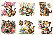 Cute Spring Tiger Watercolor Clipart, an Illustration by DreamCafeArt (Thumbnail 3 of 3)