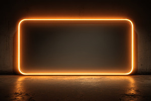 Orange Neon Frame Dark Background Gl, a Photo by Pixeness Studio
