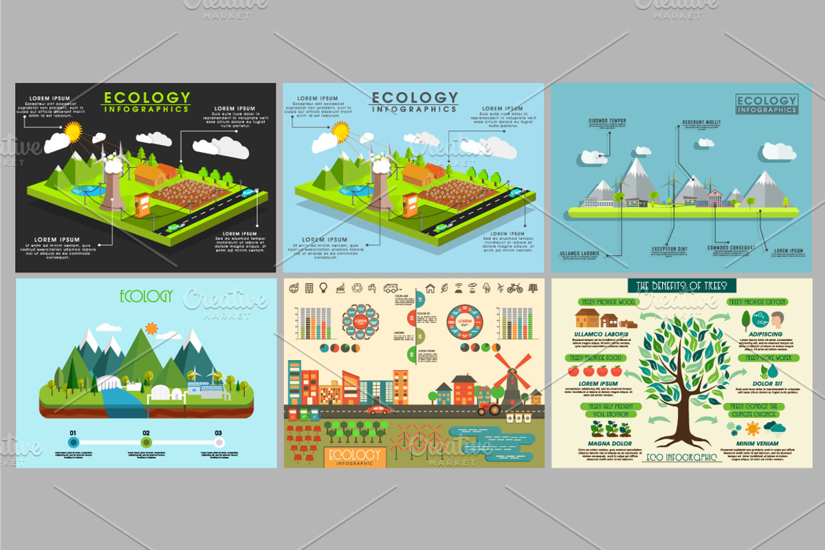 Ecology Infographics Bundle, a Work Illustration by Allies Interactive