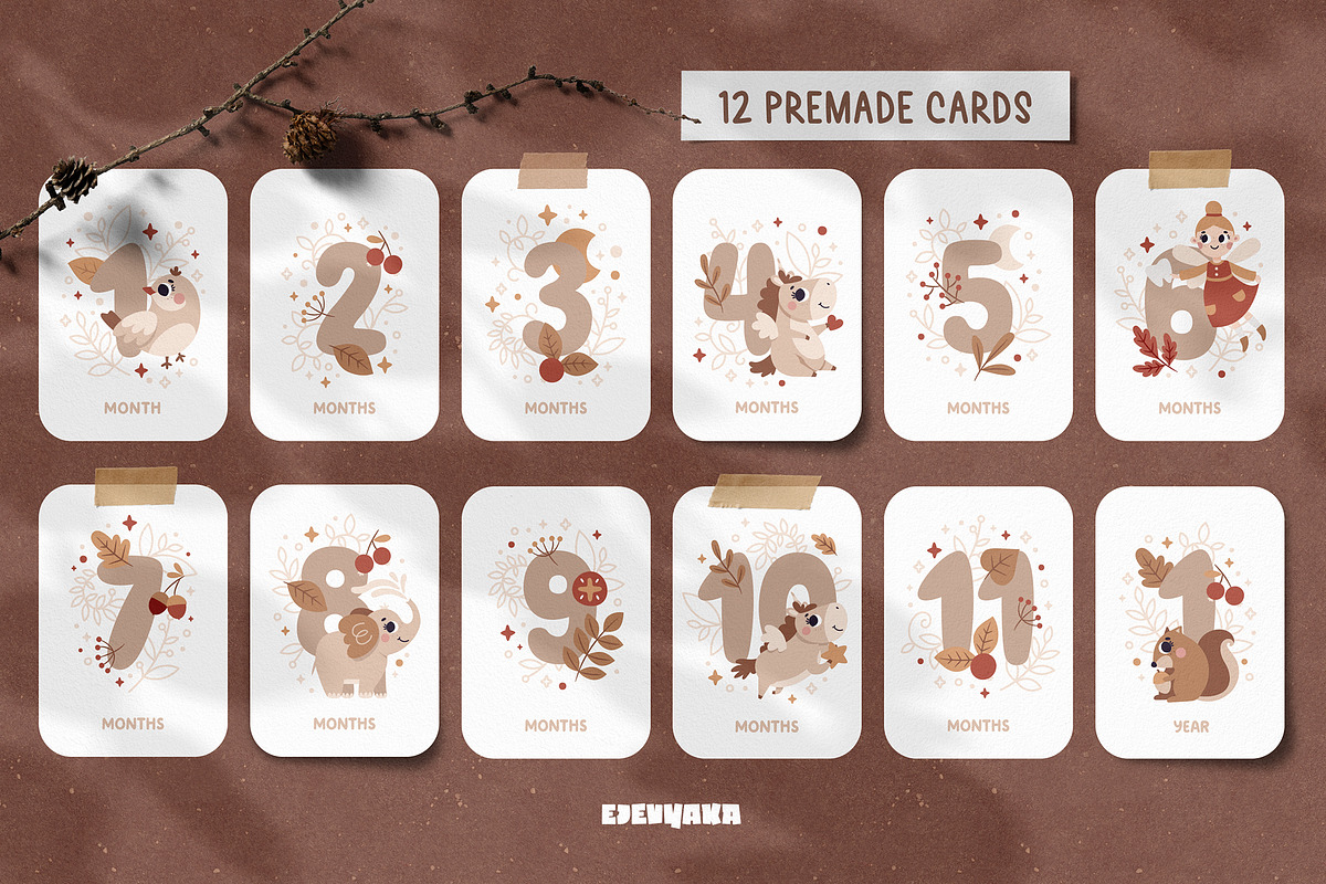 Baby Milestone Printable Cards, a Card Template by Ejevyaka (Photo 2 of 7)