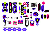 33 Tribal Mask Faces + 26 Elements, a Decorative Illustration by crafty (Thumbnail 4 of 4)