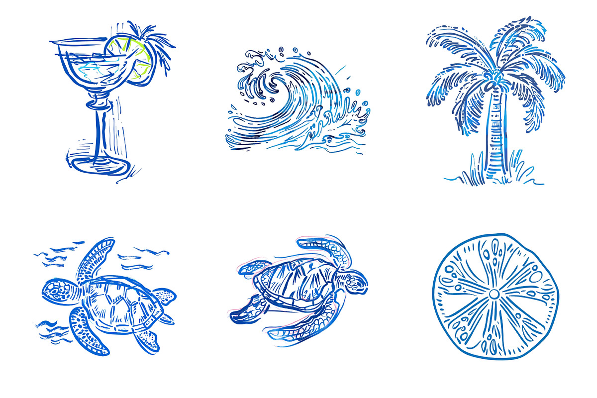 Hand Drawn Beach Ocean Elements, an Illustration by SinaCreation (Photo 11 of 11)