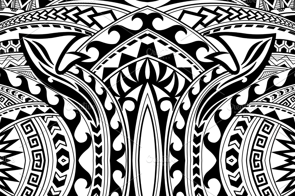 5 black & white Polynesian patterns, a Pattern Graphic by Natsuhisui (Photo 5 of 6)