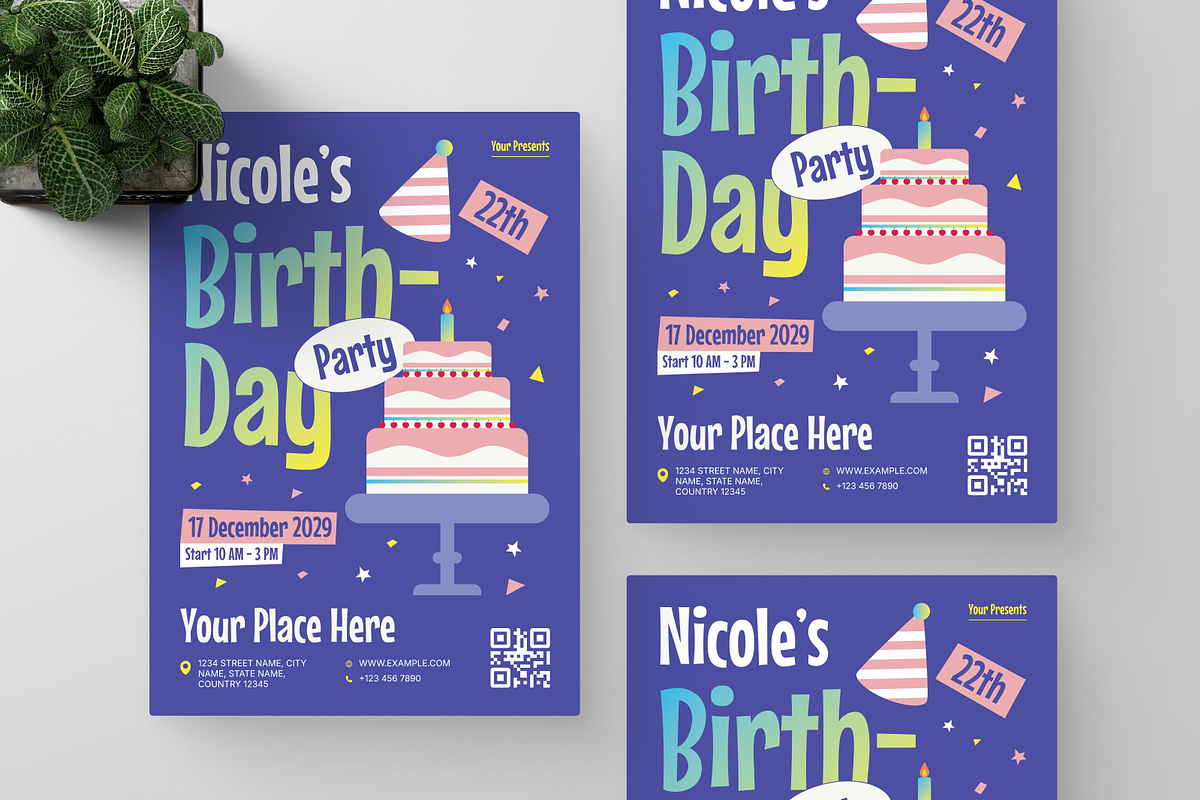 Birthday Party Flyer, a Flyer Template by Annora Studio (Photo 2 of 6)