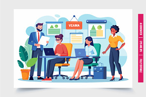 Business Meeting Discussing Data, a Finance Illustration by Tanuart