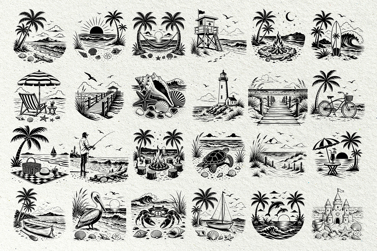 Beach Scenes SVG Graphics, a Seasonal Illustration by DENIDigitalArtSudio (Photo 2 of 8)