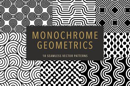 18 Monochrome Geometric Patterns