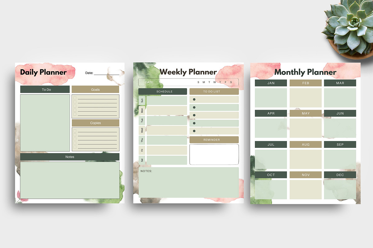 Canva Daily Weekly Monthly Planner, a Stationery Template by Ultimate Template Shop (Photo 2 of 6)