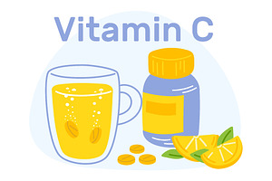 Soluble tablets with vitamin C