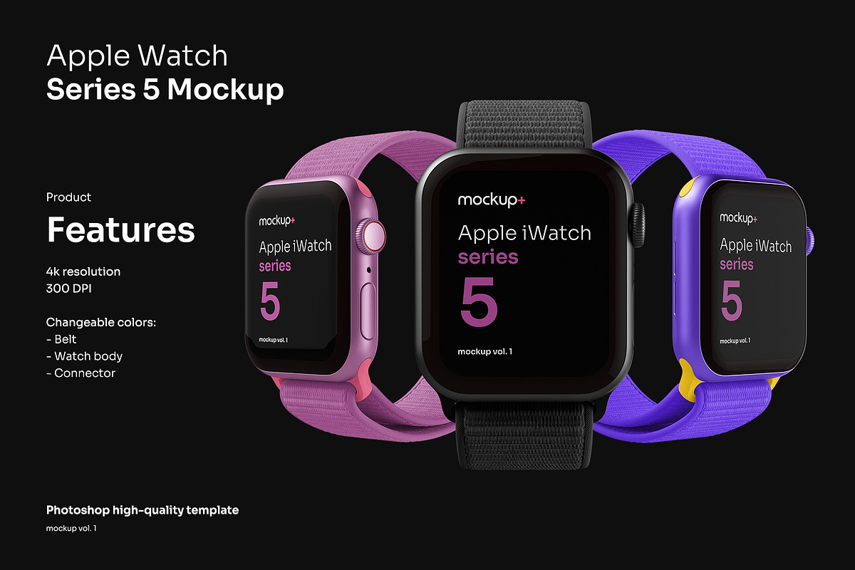 Apple Watch Series 5 Mockup, a Product Mockup by Mockup+ (Photo 1 of 7)