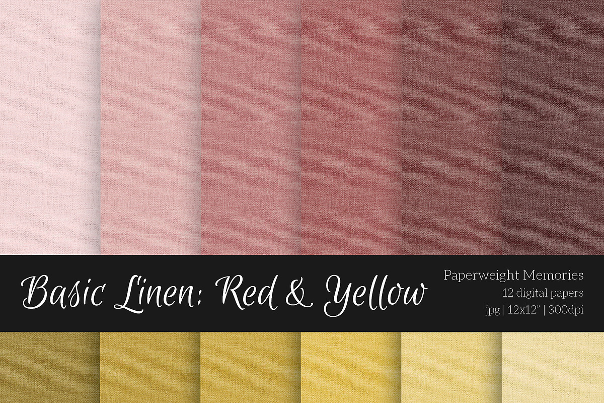 Paper - Basic Linen - Red & Gold
