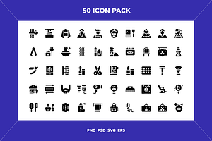 Hairdressing And Barber Shop Icons