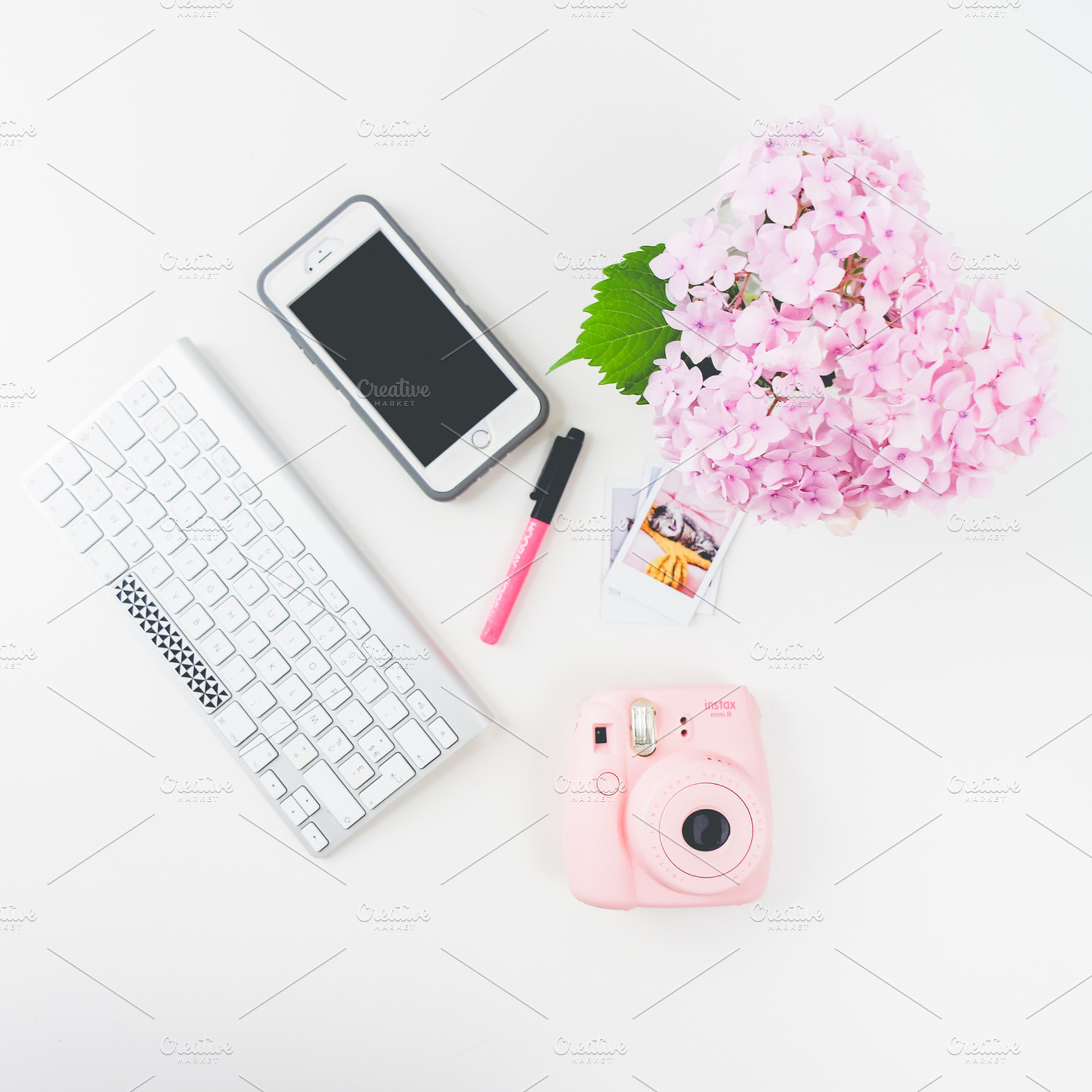 Flatlay Instagram Feminine Desk, a Technology Photo by very simple photos