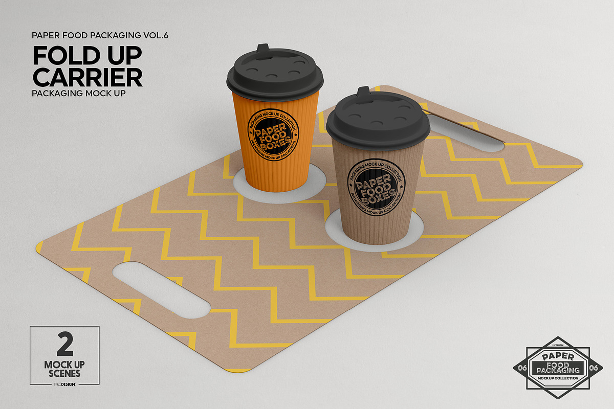 Fold Up Drink Carrier Mockup, a Cups & Container Mockup by INCDesign (Photo 8 of 9)