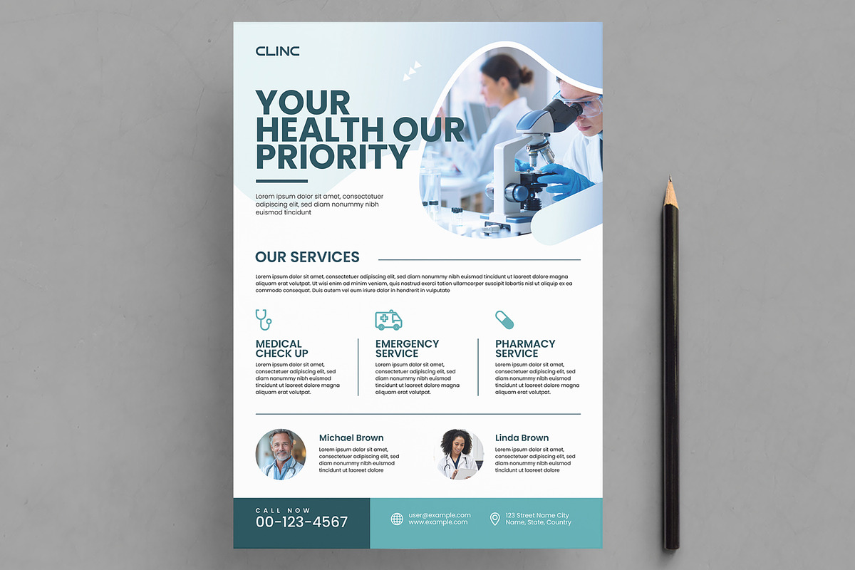 Medical and Clinic Flyer Template, a Flyer Template by ContestDesign (Photo 1 of 3)