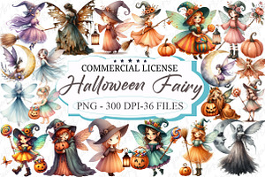 Watercolor Halloween Fairy Collectio, a Graphic by designcity5