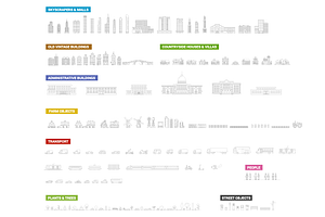 Linear Line Art Outline Collection