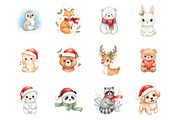 Watercolor Christmas Animal Clipart, an Illustration by SinaCreation (Thumbnail 2 of 7)