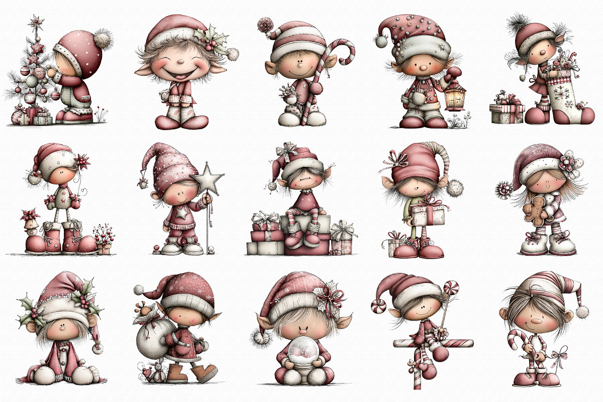 Whicmila Christmas Elf Clipart, an Illustration by Libby Wishes (Photo 4 of 6)