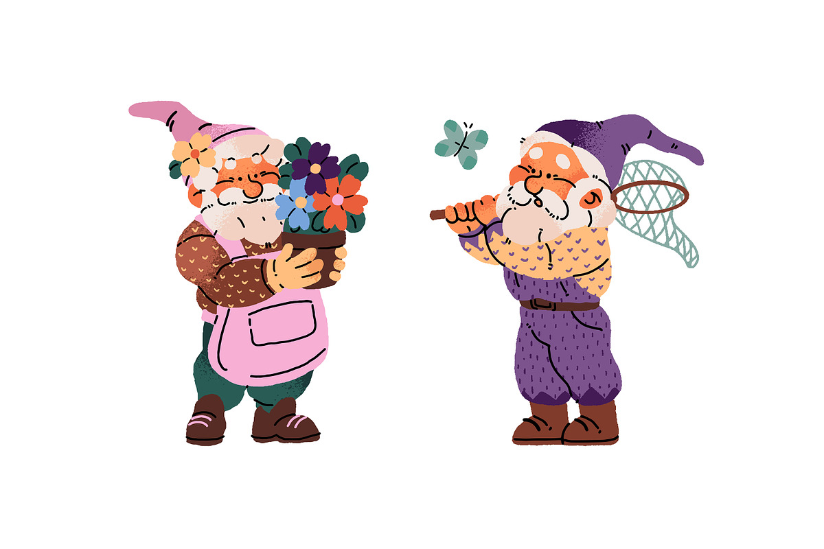 Cute garden gnomes set + pattern, a Person Illustration by PaperTrident (Photo 6 of 8)