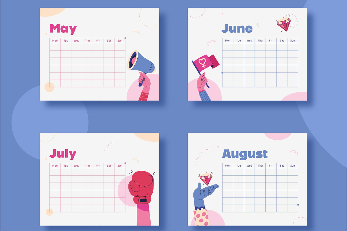 Colorful Printable Calendar Template, a Templates & Theme by studiogstock (Photo 4 of 5)