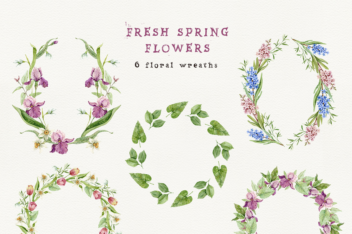FRESH SPRING FLOWERS watercolor set, a Decorative Illustration by long summer (Photo 6 of 11)