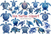watercolor sea turtle clipart, an Illustration by Designworld (Thumbnail 1 of 8)