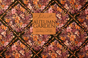 Watercolor Fall Floral Grid Pattern, a Pattern Graphic by SirenaArt