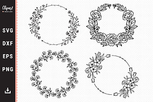Floral Wreaths Clipart, Wedding SVG