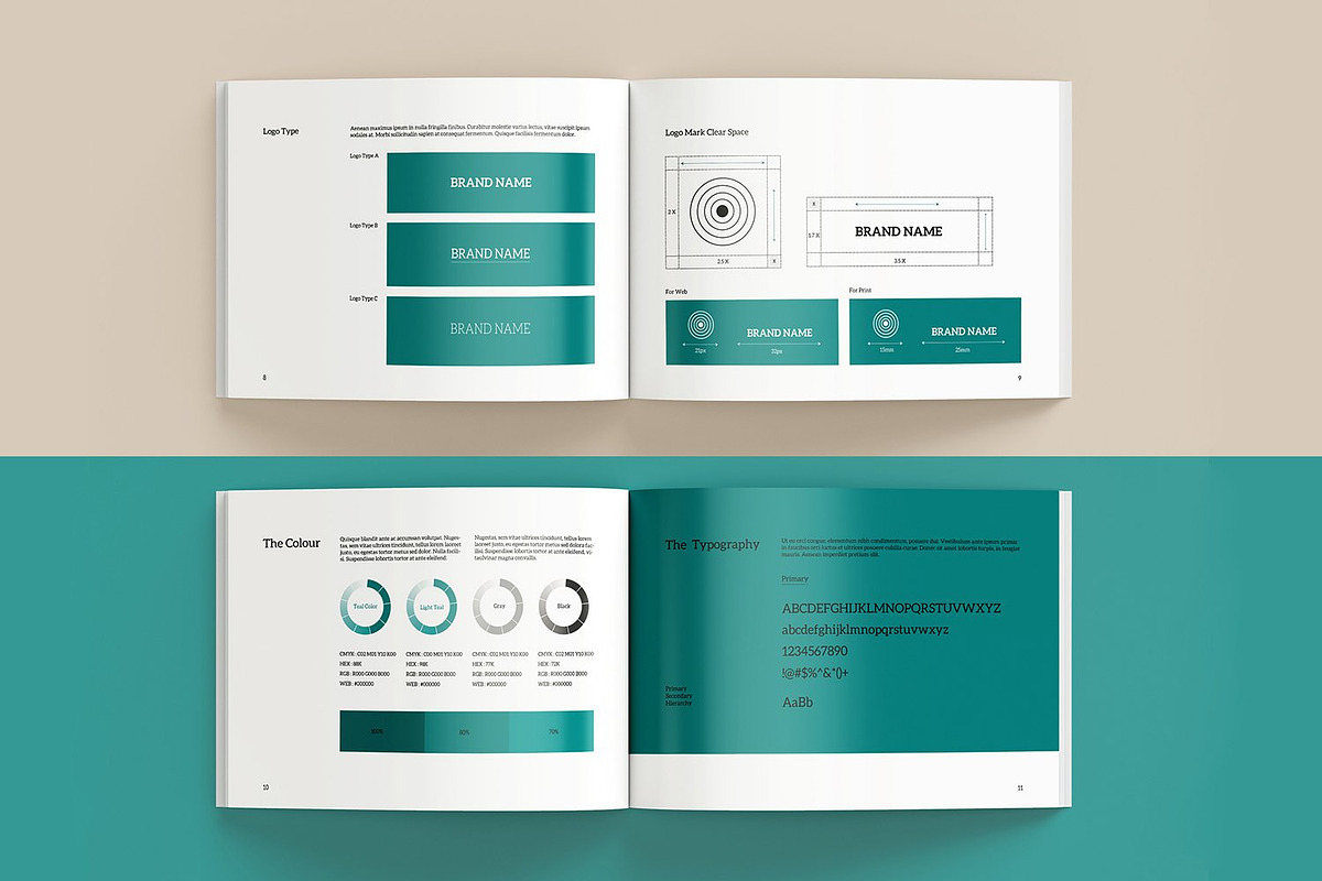 Brand Guidelines Photoshop Template, a Brochure Template by retrographix (Photo 4 of 5)