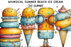 Whimsical Summer Beach Ice Cream, an Object Illustration by Creative Art