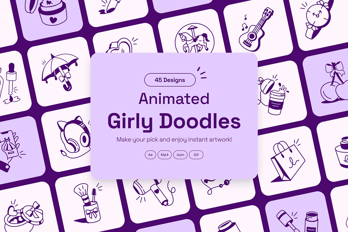 Animated Girly Doodles, an Outline Icon by Vectors Market (Photo 1 of 4)