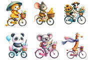 Animal Riding Bike Stickers Clipart, an Illustration by DreamArtGraphic (Thumbnail 2 of 3)