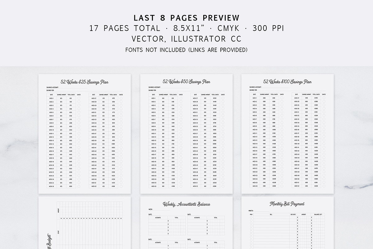 Fully Editable Budget Planner, a Stationery Template by Cuppakeri (Photo 3 of 7)