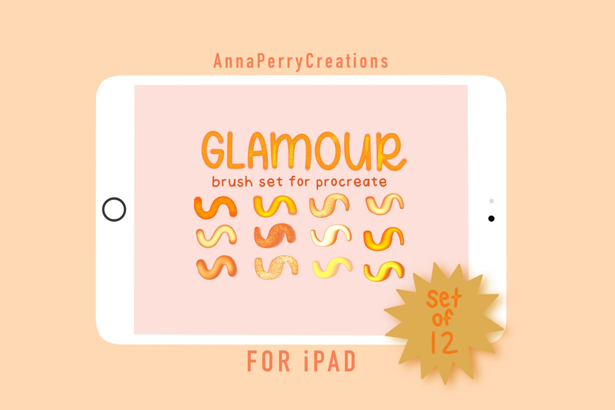 12 Glamour Shiny Procreate Brushes, a Brush Add-On by Anna Perry Creations (Photo 1 of 3)