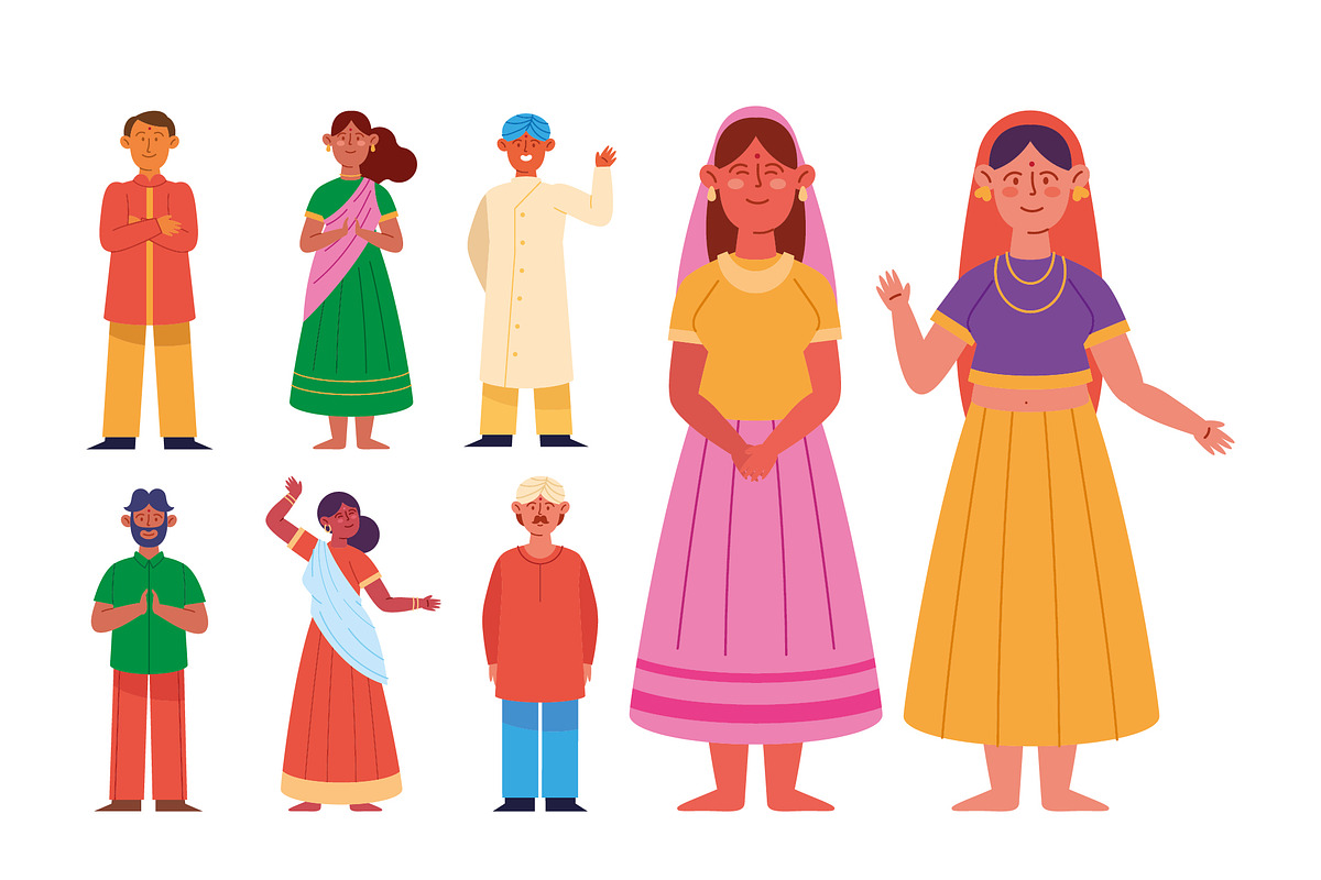 Indian People Illustration Set