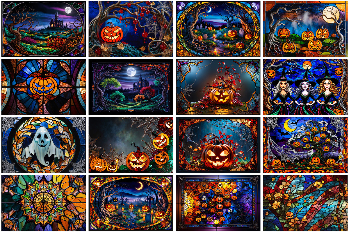Halloween stained glass background, a Background Graphic by Forhadx5 (Photo 7 of 10)