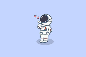 Cute Cartoon Astronaut Blowing Kiss