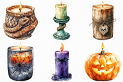 Watercolor Halloween Candles Clipart, an Illustration by Craft Nest (Thumbnail 3 of 6)