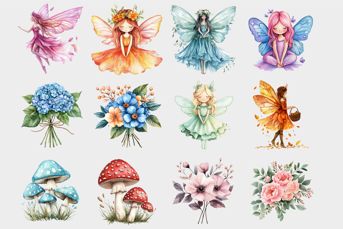Watercolor Magical Fairy Clipart, a Seasonal Illustration by Design Market (Photo 5 of 5)
