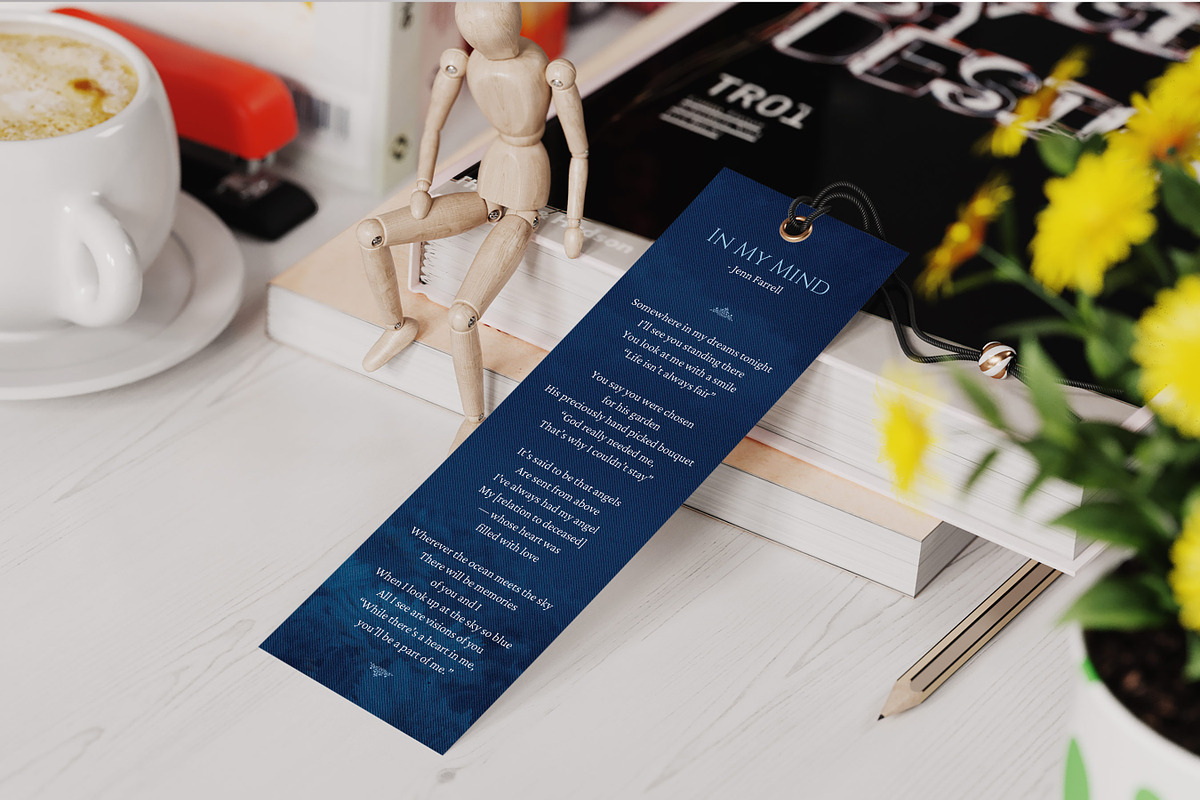 Blue Sky Funeral Bookmark Template, a Card Template by Godserv Designs (Photo 4 of 10)