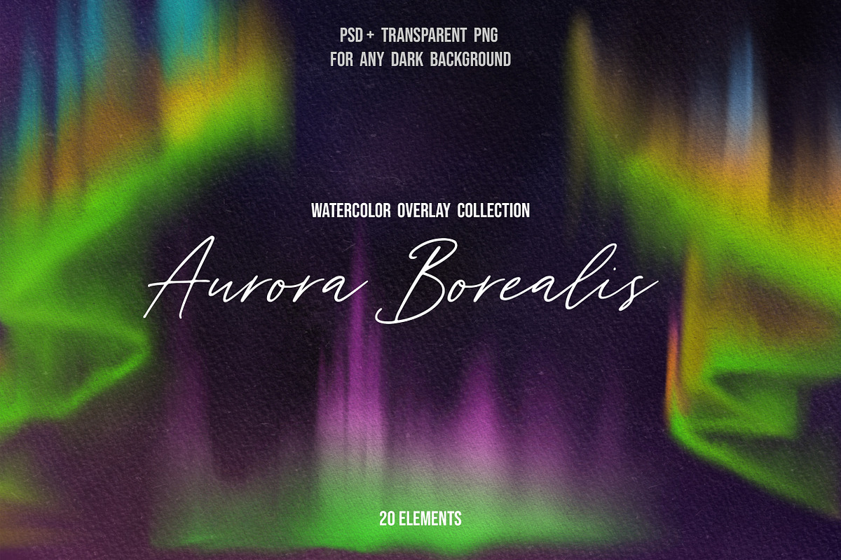 Aurora Borealis-Watercolor overlays, a Texture Illustration by ❤️ KiraSolly (Photo 1 of 7)