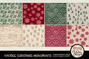 Vintage Christmas Monoprint Papers, a Texture Graphic by Clikchic Designs (Thumbnail 2 of 6)