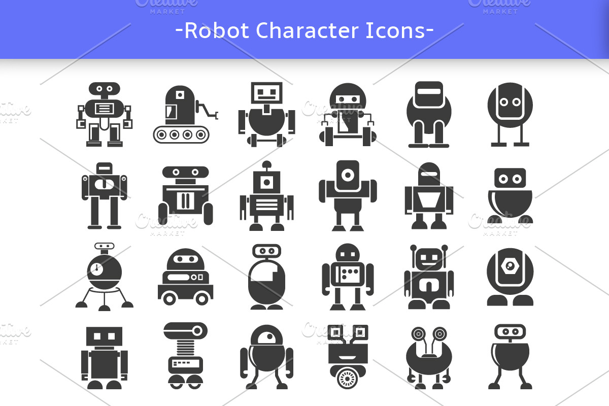 84 Robot Character Icons Set, an Icon by Designfour