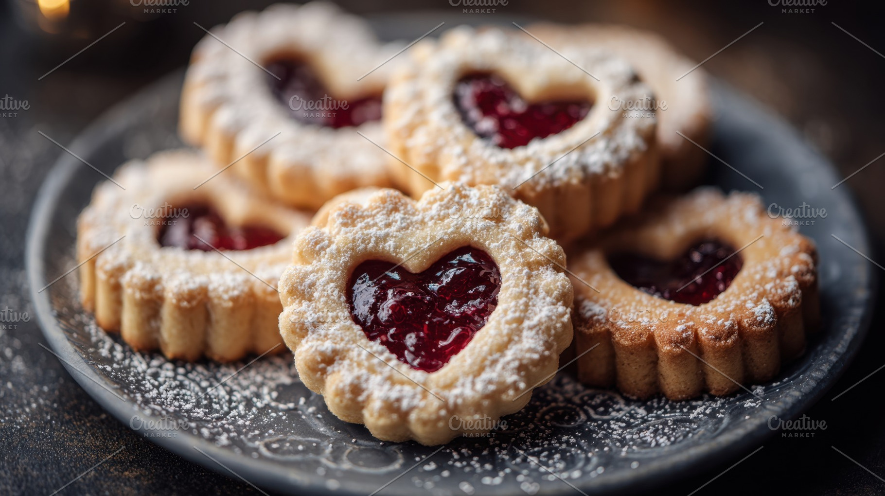 Heart-shaped cookies on plate, a Photo by Beautiful things